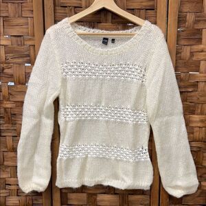 Simons Cream Textured Knit Sweater